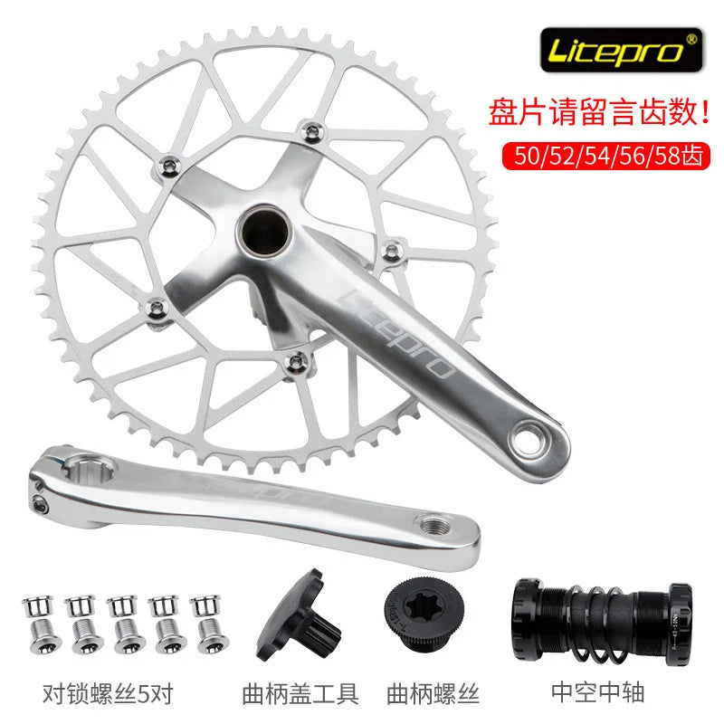 Litepro Folding Bike Hollow Integrated Crank Chainwheel Sprocket Central Shaft Bicycle Positive Negative Tooth Single Chainring
