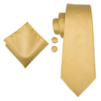 Solid Gold Yellow Ties For Men Handky Cufflinks Set Fashion Gift For Men's Tie Wedding Business Necktie Blue Black Orange Beige