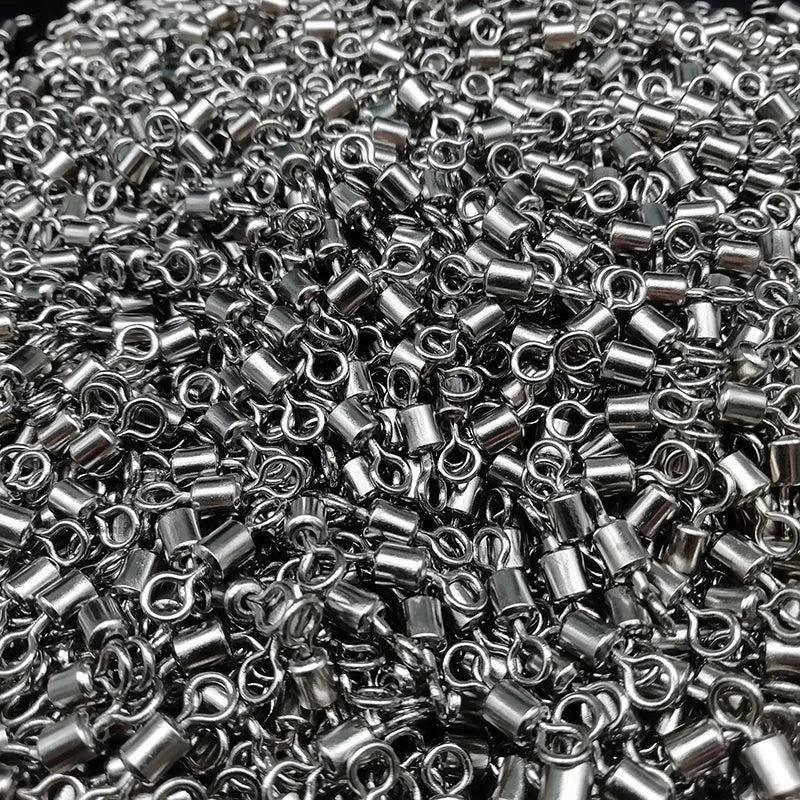 500/1000/2000/3000pcs 1#-14#/1-0/2-0/3-0 Bearing Rolling Swivel Connector Lure Link Copper Fishing Tackle Accessories Fish Tool