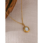 Yhpup Stainless Steel Exquisite Natural Pearl Pendant Necklace for Women High Quality 18 K Chain Choker Fashion Jewelry Party