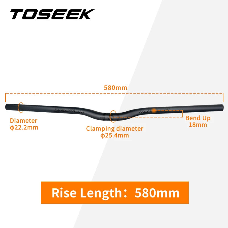 TOSEEK Full Carbon Handlebar 25.4mm Folding Bike Horizontal Handle Bar 400-700MM Matt Black Ultralight Bicycle Straight Handleba