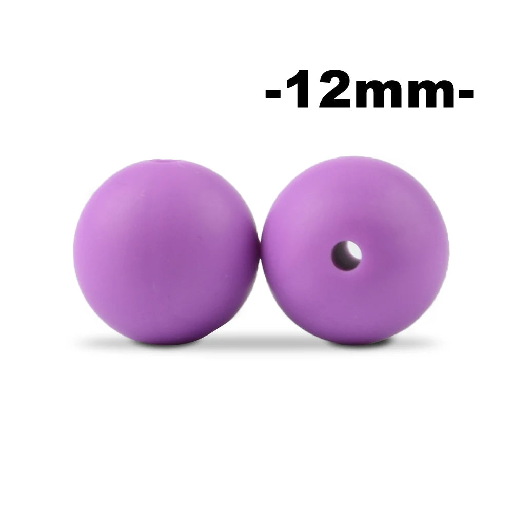 LOFCA 100Pcs/lot 12MM Round Shape Silicone Beads Used in jewelry making Necklace Bracelets Keychain Jewelry accessories