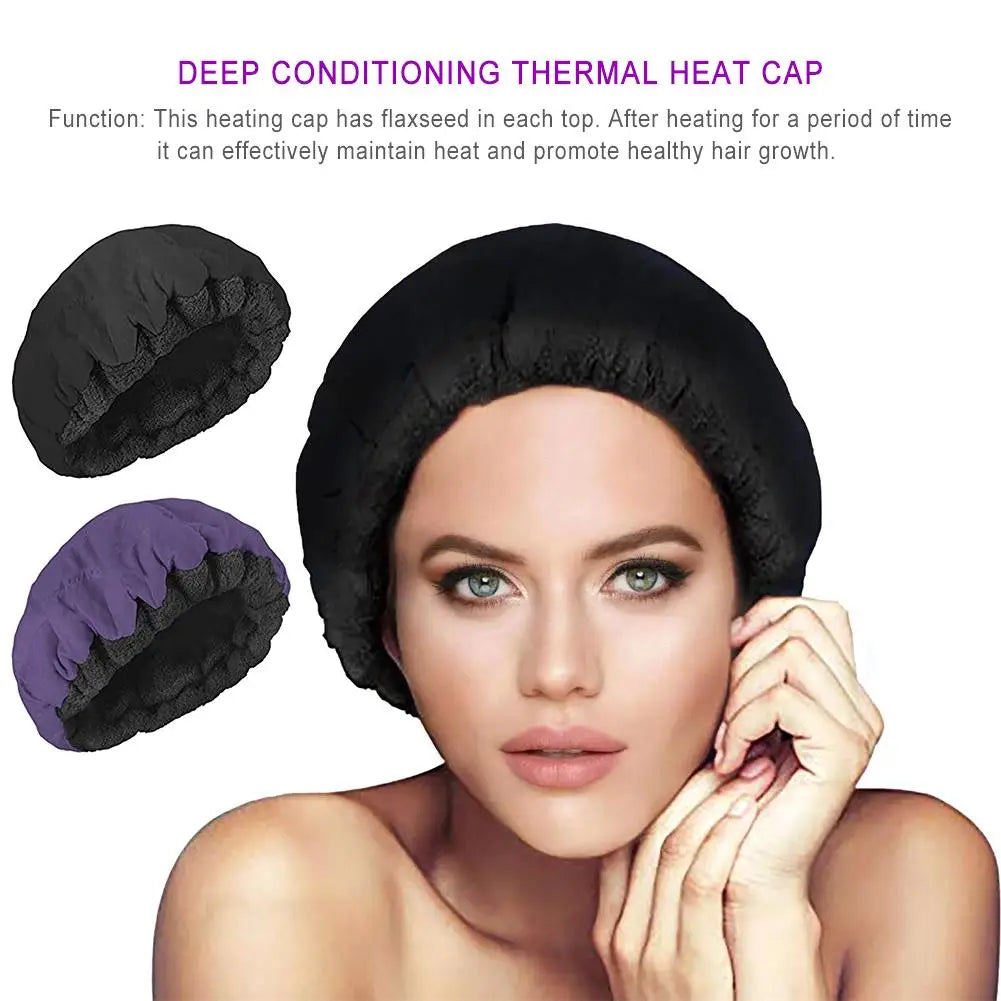 Hair Care Heating Cap Deep Conditioning Heat Cap Microwavable Heat Cap Steaming Microfiber Cotton Reversible Flaxseed Interior