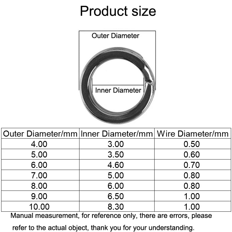 2000pcs/lot Outer diameter 4mm-10mm Stainless Steel Double Ring Flattened Bent Connecter Lure Fishing Tackle Accessories Pesca