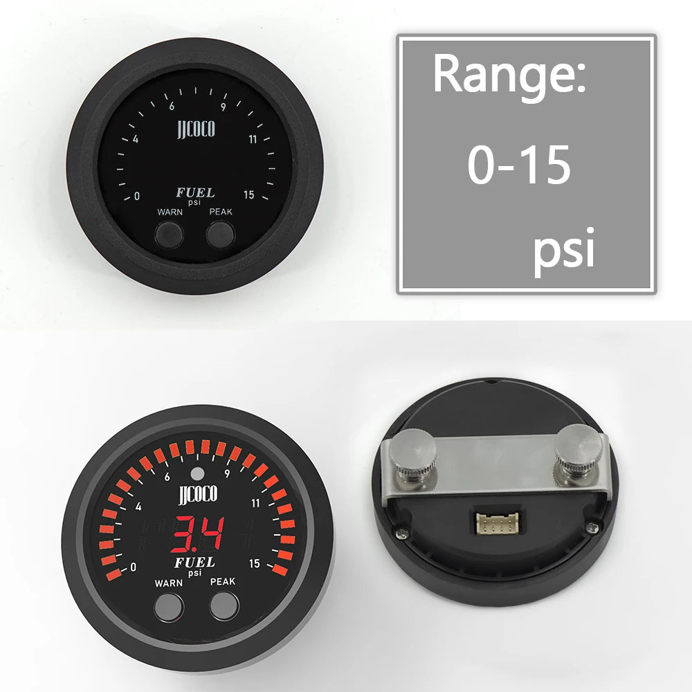 Universal 12v/24v Ultra-thin Electronic fuel pressure gauge with 1/8 npt sensor oil pressure meter red display digital 0-15psi