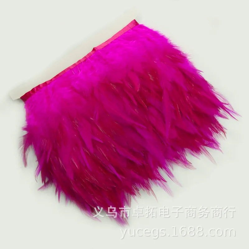 Wholesale 10 Meter 10-15CM 4-6inch Chicken Rooster Tail Feathers Trims Strip for Wedding Party Clothing Rooster Feather Trim