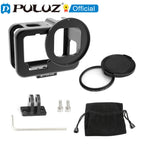 PULUZ for GoPro HERO12 11 Black 10 9 Black Thicken Housing Shell CNC Aluminum Alloy Protective Cage with Frame & 52mm UV Lens