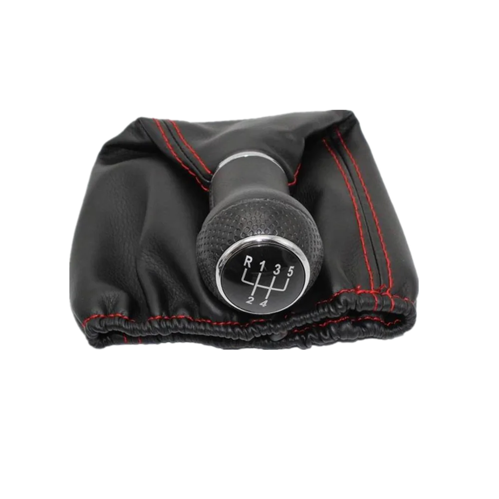 VW Polo Classic 6N/6N2 1996-2001 Gear Shift Knob with Leather Boot 5 Speed Black/Red