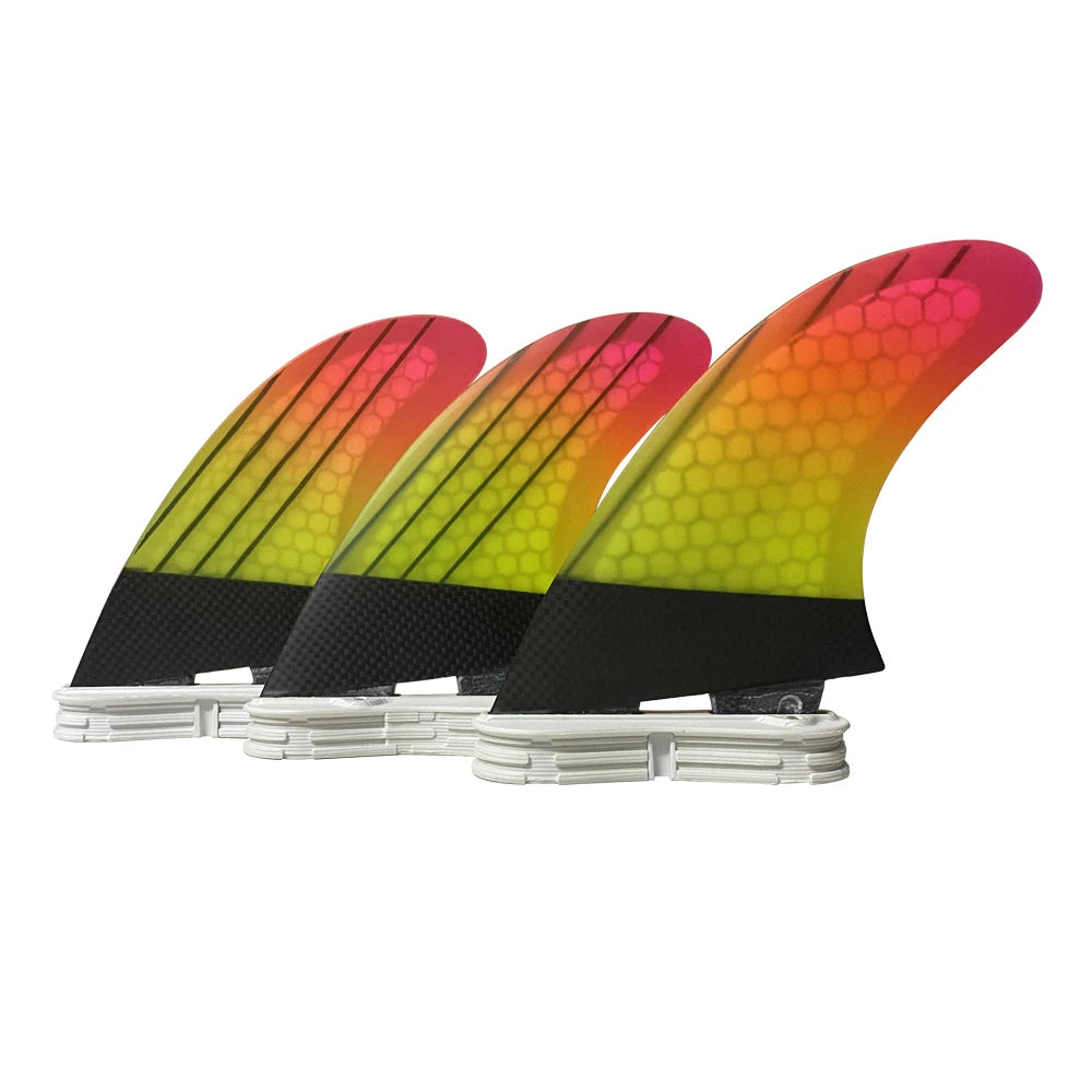 UPSURE FCS 2 G5 Fins Tri Fins Thruster Surfboard Fins Surfing Fins Honeycomb Fibreglass Double Tabs 2 Fin Surf 3 Fins (M Size)