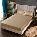 Satin Sheets Fitted Sheet Solid Color Rayon Mattress Cover Elastic Band Bed Sheet King 200x200 200x220 No Pillowcase Beddings