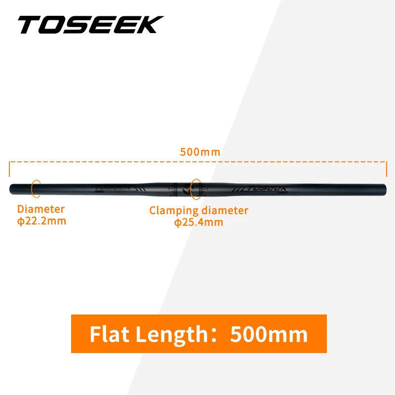 TOSEEK Full Carbon Handlebar 25.4mm Folding Bike Horizontal Handle Bar 400-700MM Matt Black Ultralight Bicycle Straight Handleba