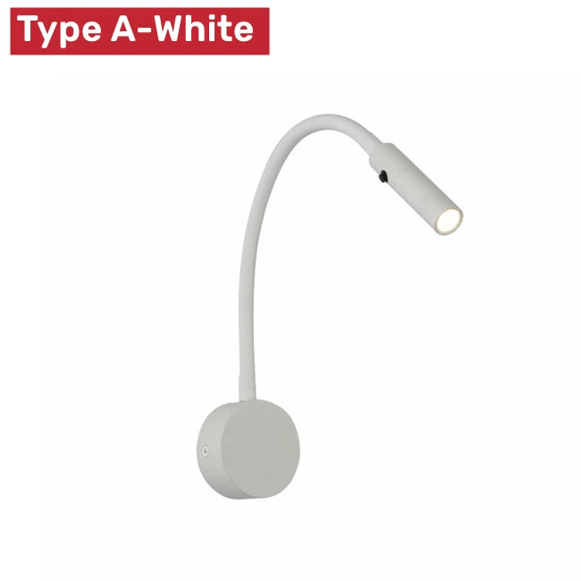 Modern LED Reading Wall Lamp 1W/3W Flexible Hose Bedside Wall Mounted Sconce Bedroom Study Book Wall Light With Switch AC85-265V