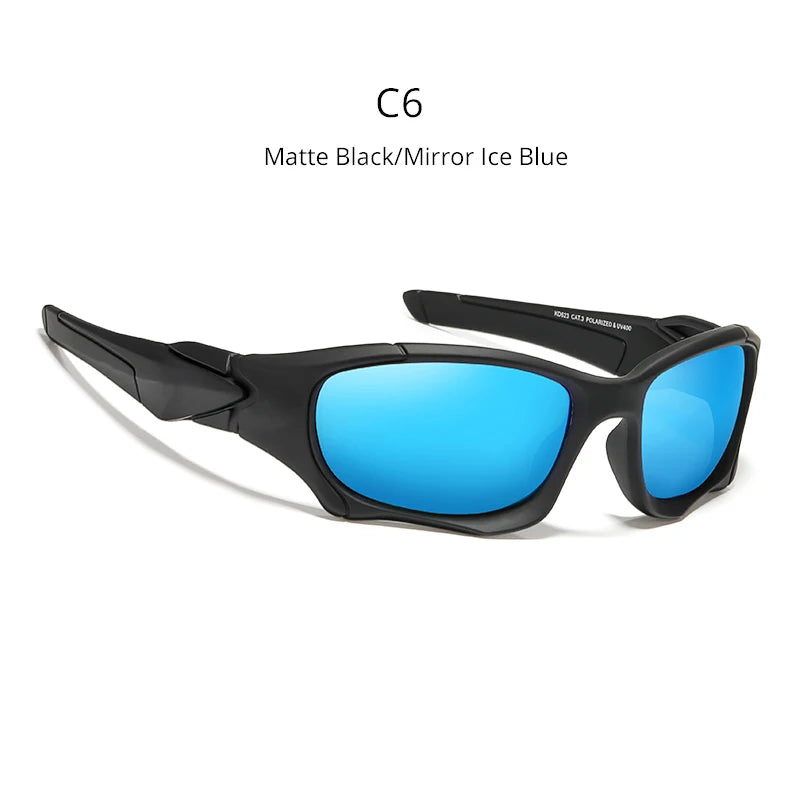 KDEAM Polarized Sports Sunglasses KD0623, Stress-Resistant Shield Lens, Black Frame