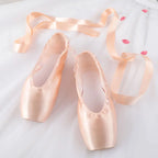 Professional Ballet Pointe Shoes With Genuine Leather Sole Women Satin Ballet Shoes With Ribbons For Professional Ballerina