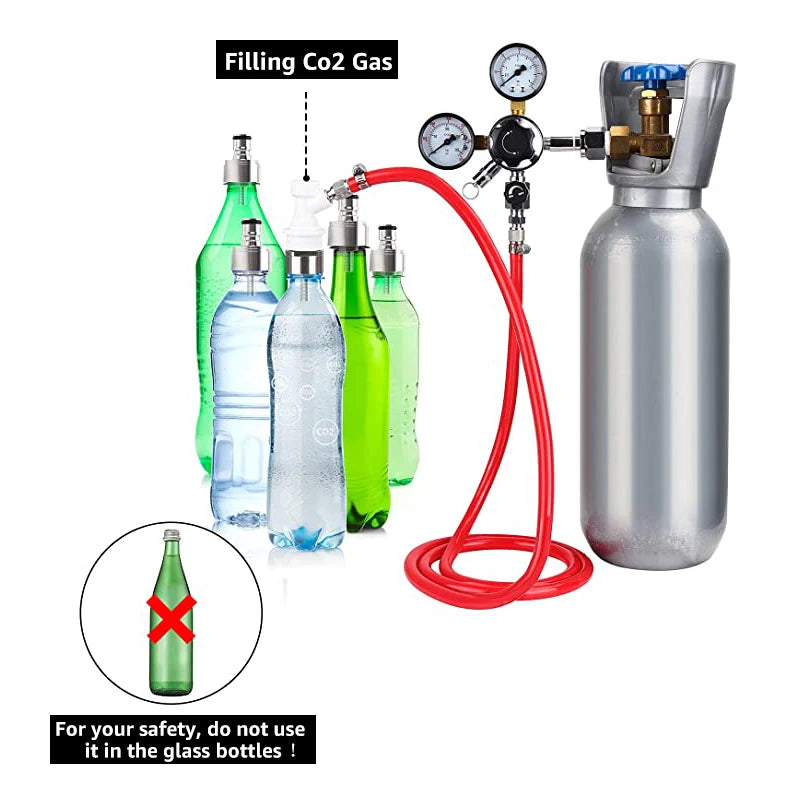 1.5 Meters Ball Lock Gas Line Assembly with Stainless Steel Carbonation Cap, Soda Corny Keg Dispenser PET Bottle Carbonation Kit