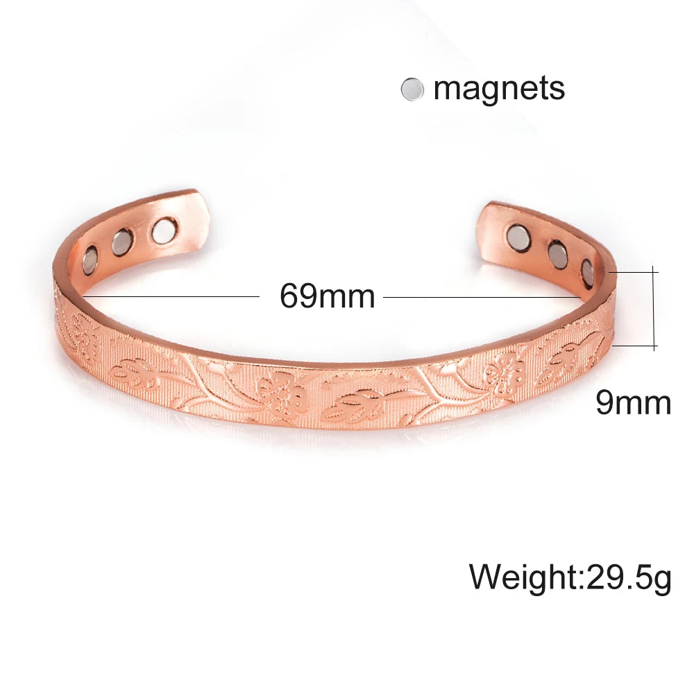 Vinterly Pure Copper Bracelets Men Magnetic Arthritis Relief Adjustable Magnets Cuff Banglse Health Energy Jewelry Women Men