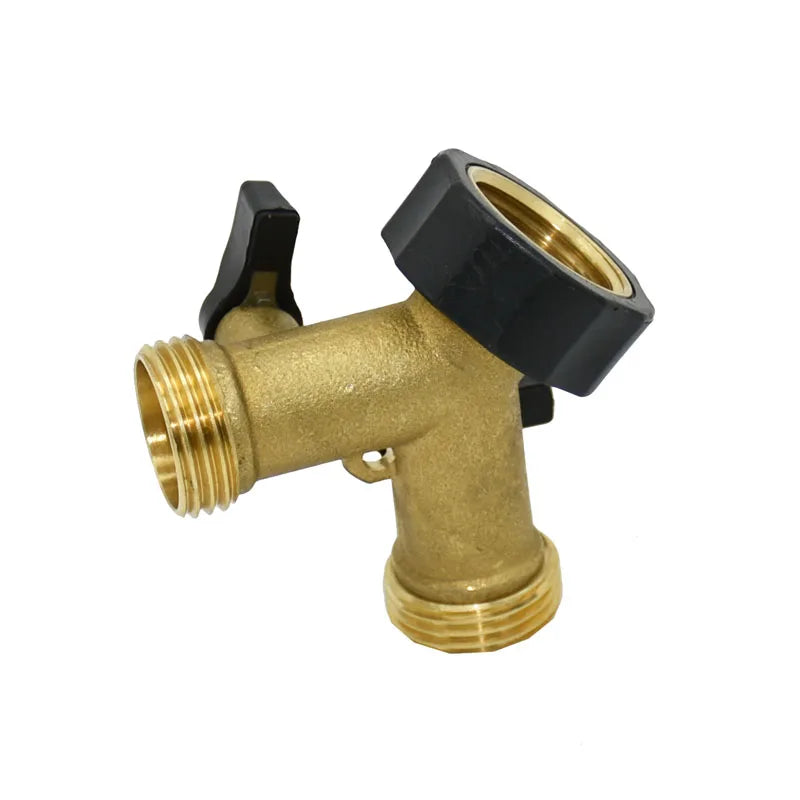 Brass Female 3/4" 2-Way Garden Tap Water Splitter Y Irrigation Valve Female 3/4 Garden Hose Splitter Watering Adjustable 1Pcs