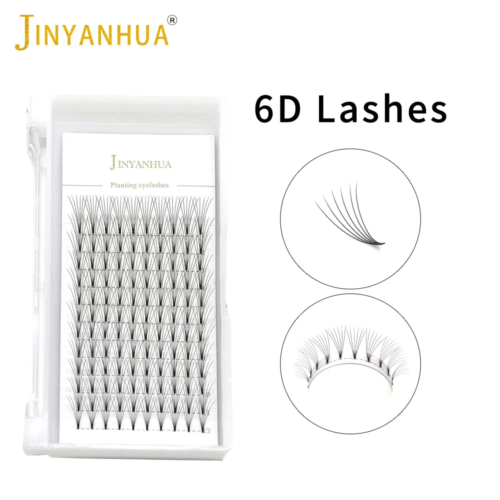JINYANHUA Pre-Made Volume Lash Extension Fans Short Stem 0.07mm C/D Curl 8-15mm
