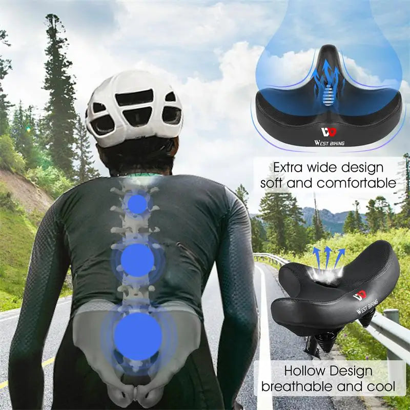 WEST BIKING Ergonomic Soft Bicycle Saddle Widen Thicken Cushion Pad MTB Road Bike Saddle Comfortable Breathable Cycling Seat