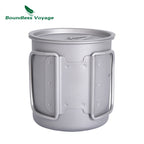 Boundless Voyage 1100ml Camping Titanium Hanging Pot with Lid Folding Handle Outdoor Hiking Picnic Ultralight Cup Mug