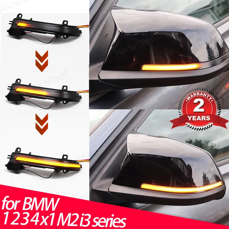 For BMW 1 2 3 4 X1 M Series F20 F21 F22 F30 E84 F87 i3 i3S Black Dynamic Turn Signal LED Rearview Mirror Indicator Blinker Light
