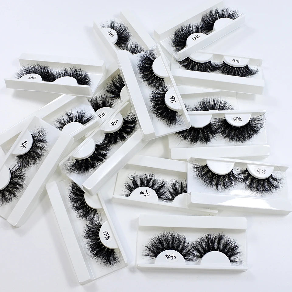 Mink Lashes Wholesale 5/10/30/50 Pairs 25mm Eyelashes Long Wispy Messy Fluffy Lashes Bulk Makeup 25 mm Mink Eyelashes