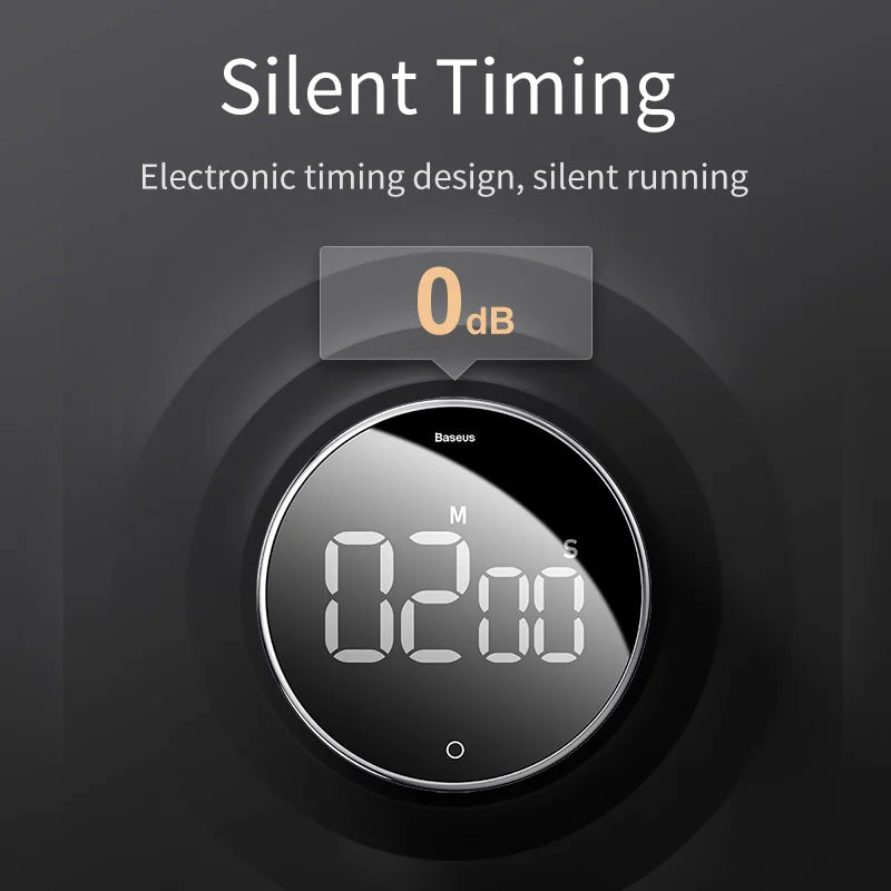 Baseus Magnetic Kitchen Timer Rotation Countdown Digital Timer Alarm Cooking Timer Clock Study Baking Reminder Stopwatch Clock