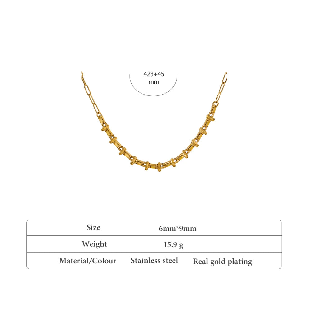 Yhpup New Metal 18 K Plated Short Chain Choker Necklace for Women Gold Stainless Steel Jewelry Joyería Acero Inoxidable Mujer