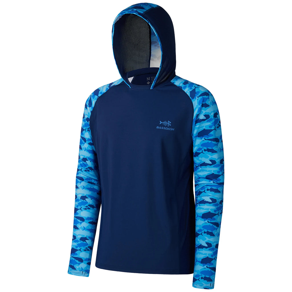 Bassdash Men’s UPF 50 Performance Fishing Shirt Cooling Hoodie Camo Long Sleeve  FS17M