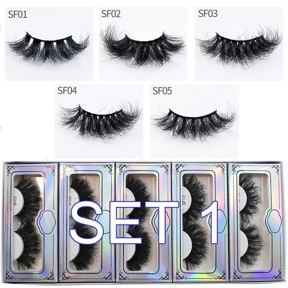 Mink Lashes Wholesale 5/10/30/50 Pairs 25mm Eyelashes Long Wispy Messy Fluffy Lashes Bulk Makeup 25 mm Mink Eyelashes