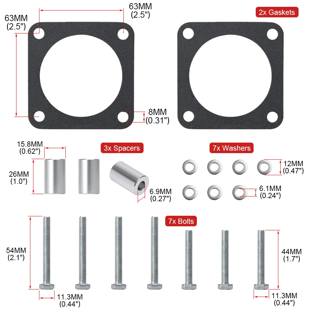 Throttle Body Spacer 1in Raise w/ Gasket for 1991-2006 Jeep Wrangler Cherokee 2.5L 4.0L