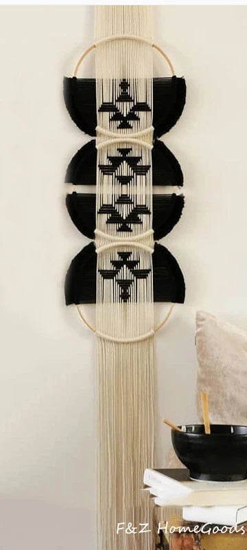 Creative Wooden Round Cotton Wall Decoration Macrame Wall Hanging Tapestry Hand Woven Simple Mandala Style For Room House Decor