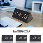 LED Bedside Alarm Clock with Sound Control Night Light USB Charging Temperature Display