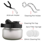 Airbrush Cleaning Pot Spray Gun Cleaner Glass Air Brush Easy Holder Clean Paint Jar Bottle Spray Gun Sprayer Clean Tools Set