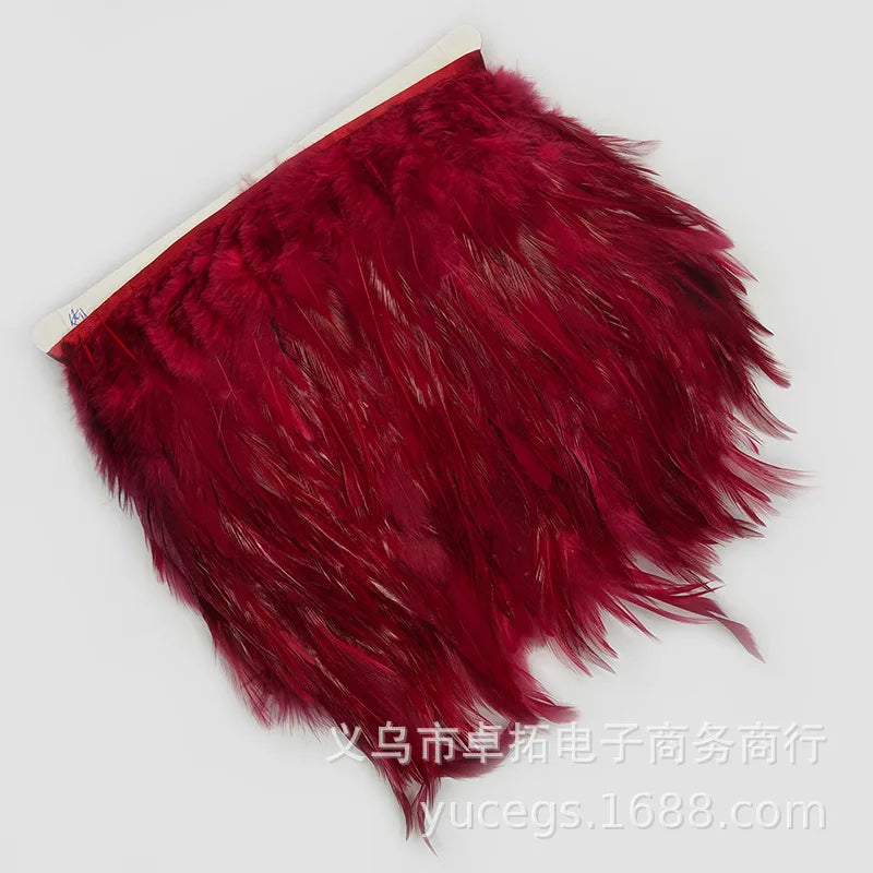 Wholesale 10 Meter 10-15CM 4-6inch Chicken Rooster Tail Feathers Trims Strip for Wedding Party Clothing Rooster Feather Trim