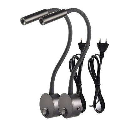 2pcs светильн Hotel Bedside Working Study Reading Wall Lamp sconces 3W Book Lamp Night light fixtures Spot LED EU US Plug Cord