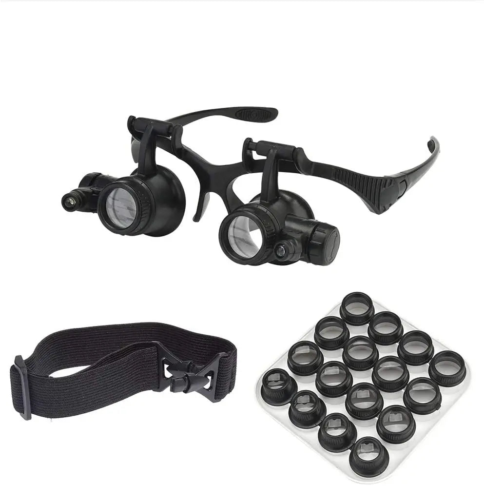 2.5X 4X 6X 8X 10X 15X 20X 25X Double Eye Loupe Head Wearing Head-Mounted Repair Jeweler Watch Clock Magnifier