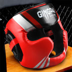 Boxing Headgear Helmet for Kickboxing Muay Thai MMA Sanda Training, Red/Blue/White, S-XL