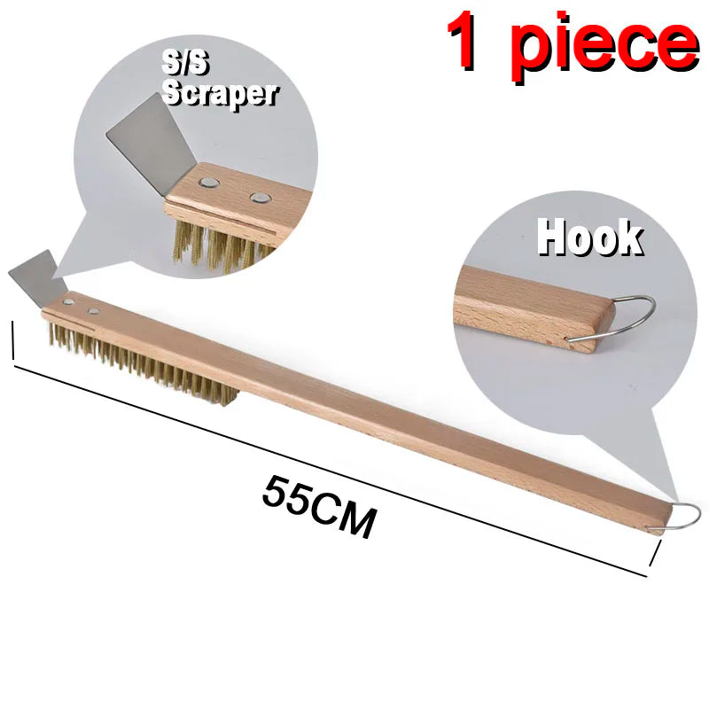 SHANGPEIXUAN Professional Pizza Oven Copper Brush Scraper Household Grill Brass Cleaning Brush with 21 inch Aluminium Handle