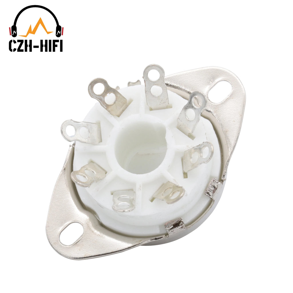 10pcs 8-Pin Octal Ceramic Tube Socket Valve Base for KT88 EL34 6L6 6V6 6SN7, Gold/Tin Plated