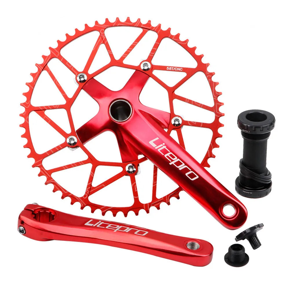 Litepro Folding Bike Hollow Integrated Crank Chainwheel Sprocket Central Shaft Bicycle Positive Negative Tooth Single Chainring