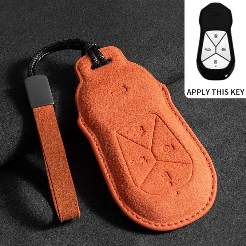 Suede Leather Car Key Case for Xiangpeng Xpeng P5 P7 G3 G6 G9  X2 N5 F30 H93 X9 2019 2020 2021 2022 2023 Remote Fob Shell Case