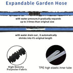 Expandable Garden Hose with Spray Nozzle 1/2in, 25ft-100ft, Black/Blue/Green