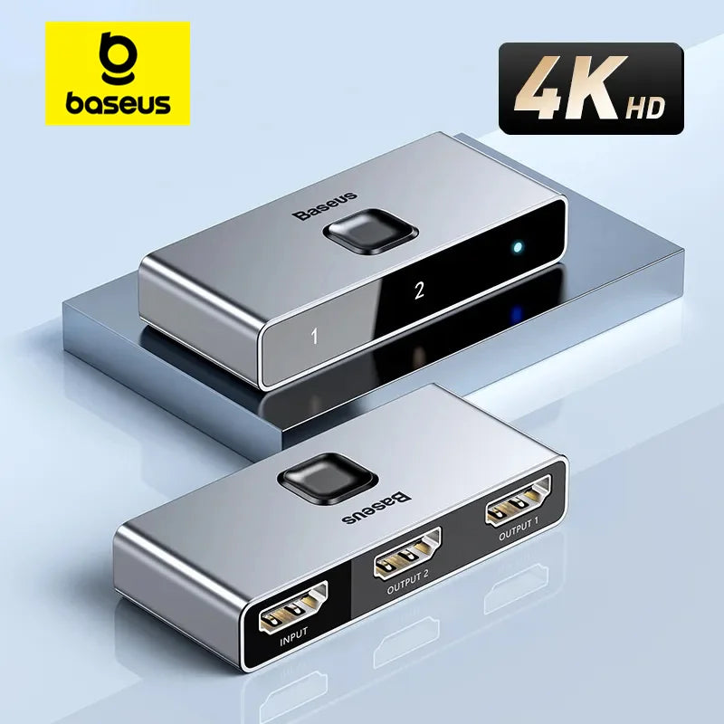 Baseus HDMI-compatible Switcher 4K 60Hz Bi-Direction 1x2/2x1 HDR Audio Adapter for PS4 TV Box 4K HD HDMI-compatible Switcher