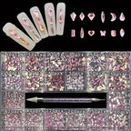 21 grid rhinestone box mixed nail diamond Flat glass shaped diamond DIY nail rhinestone nail jewelry set