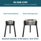 Adjustable Elevated Dog Bowl Stand Metal, Black L/XL, 11 or 13.7 in Tall (No Bowls)