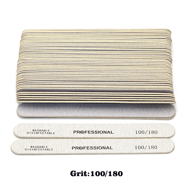 100pcs/lot Professional Nail Files 180/240 Grinding Polishing Manicure Pedicure Double-sided  Nail Buffers Tool Lixas Para Unhas