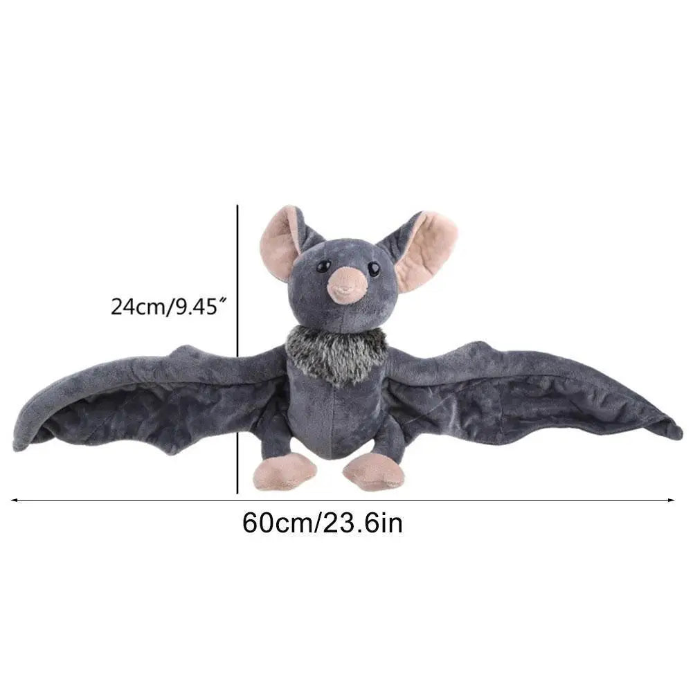 Vivid Stuffed Bat Doll Plush Throw Pillow with Realistic Foldable Wing Seat Cushion Halloween Xmas Ornament Bat Dolls Decor