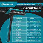 LIBRATON Metric Hex Key T-Handle Set, 2.0mm-10mm T-Handle Allen Wrench Set with Storage Rack, Long shank, for Automotive Repair