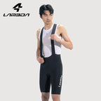LAMEDA Men's Cycling Bib Shorts Long Distance Padded Bike Shorts Black/Grey/Yellow EU Sizes